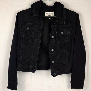 Wallflower Authentic Denim "The Dreamer Fit" Black Jean Jacket with Hoodie (Wome